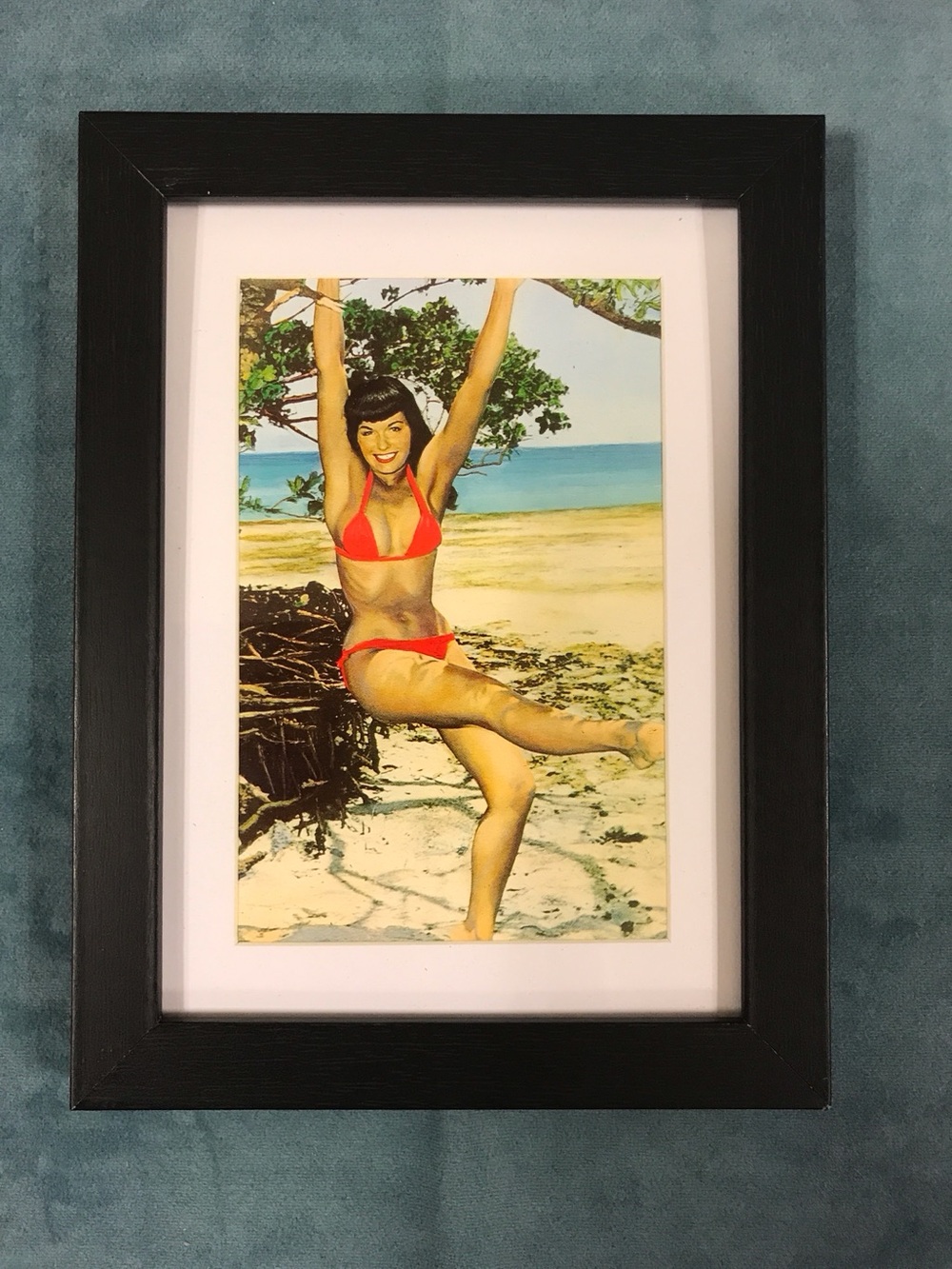 Bettie Page Pin Up Girl Matted/Framed Postcard/Print 6”x8" Photo by Bunny Yeager